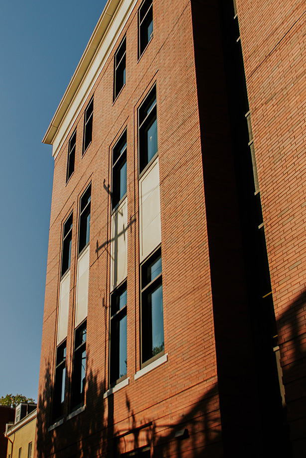 Exterior shot of the side of a building